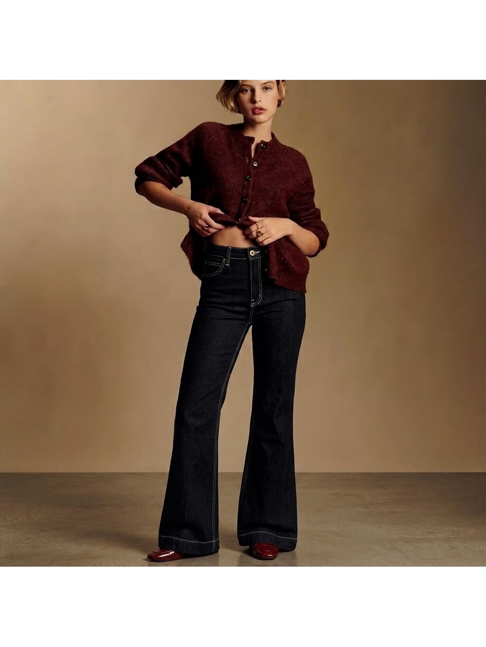 Burberry Brit Black Mid-Rise Flared Jeans Woman Size 10